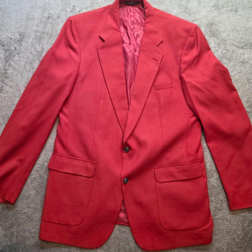 Christian Dior Vintage Blazer Mens L Red Classic Fit Notch Lapel Jacket FLAWS